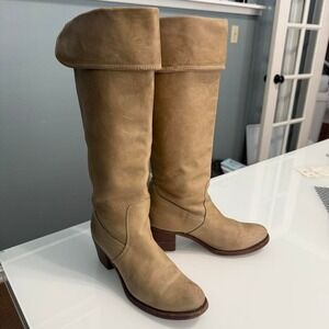 Frye Tan Slouchy Knee High Western Cowgirl Boots Size 8B
